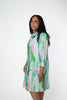 Image of Steven Guy Button Front Brushstroke Print Tunic Blouse - Pink/Green