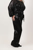 Image of Steven Guy Wide Leg Pull On Sequin Pant - Black