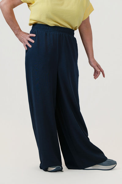 Steven Guy Pull On Wide Leg Airflow Pant - Navy