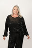 Image of Steven Guy Long Sleeve Sequin Side Tie Top - Black
