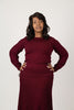 Image of Steven Guy Pleated Balloon Sleeve Sweater Knit Top - Wine