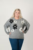 Image of Steven Guy Intarsia Daisy Crew Neck Sweater - Heather Grey