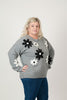 Image of Steven Guy Intarsia Daisy Crew Neck Sweater - Heather Grey