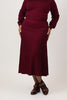 Image of Steven Guy Pleated Elastic Waist Sweater Knit Midi Skirt - Wine
