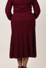Image of Steven Guy Pleated Elastic Waist Sweater Knit Midi Skirt - Wine
