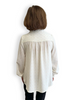 Image of Steven Guy V-Neck Smocked Cuff Shirred Yoke Long Sleeve Top - Ivory/Gold