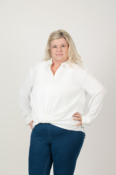 Steven Guy Twist Front Airflow Blouse - Marshmallow