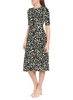 Image of Steven Guy Elbow Sleeve Abstract Dot Print Fit & Flare Dress - Tan/Black