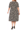 Image of Steven Guy Plus Size Elbow Sleeve Abstract Dot Print Fit & Flare Dress - Tan/Black