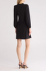 Image of Steven Guy Blouson Sleeve Tie Neck Dress - Black