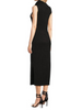 Image of Steven Guy Sleeveless Textured Mock Turtleneck Midi Dress - Black