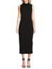 Image of Steven Guy Sleeveless Textured Mock Turtleneck Midi Dress - Black