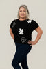 Image of Steven Guy Daisy Intarsia Short Sleeve Sweater - Black/White