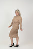 Image of Steven Guy Turtleneck Sweater Knit Midi Dress - Tan