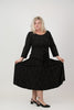 Image of Steven Guy Plus Size Embellished Jersey Knit Sash Belt Midi Dress - Black/Gold