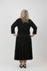Image of Steven Guy Embellished Jersey Knit Sash Belt Midi Dress - Black/Gold