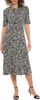 Image of Steven Guy Abstract Geometric Print Short Sleeve Banded Waist Dress - Cream/Black