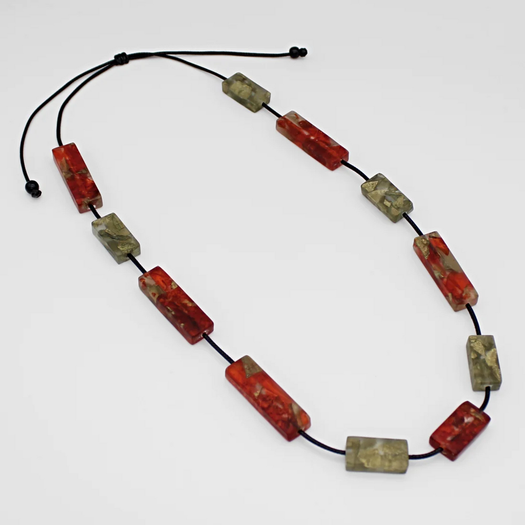 Sylca Designs Vega Rectangular Necklace - Orange