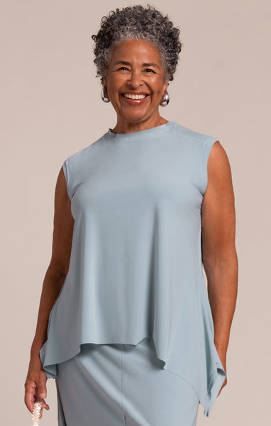 Sympli Flounce Muscle Top - Stone Blue