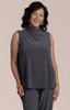 Image of Sympli Sleeveless Echo Mock Neck Top - Black Pearl