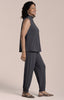 Image of Sympli Sleeveless Echo Mock Neck Top - Black Pearl