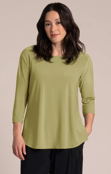 Sympli Go To Classic T 3/4 Sleeve Plus Size - Epsom Green