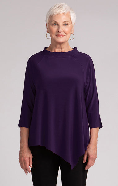 Sympli Raglan Handkerchief Top Plus Size - Blackberry