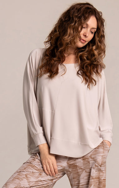 Sympli Trim Boxy Top - Cashew