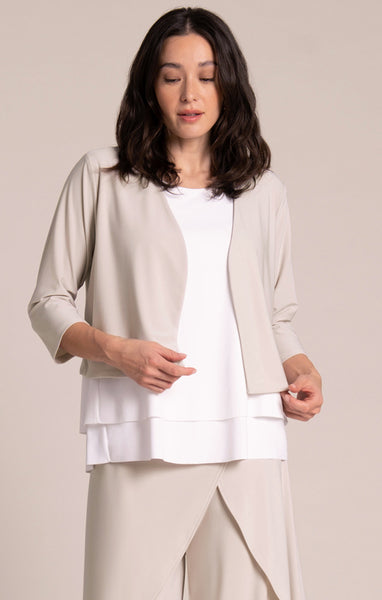 Sympli V-Neck Bolero Cardigan - Cashew