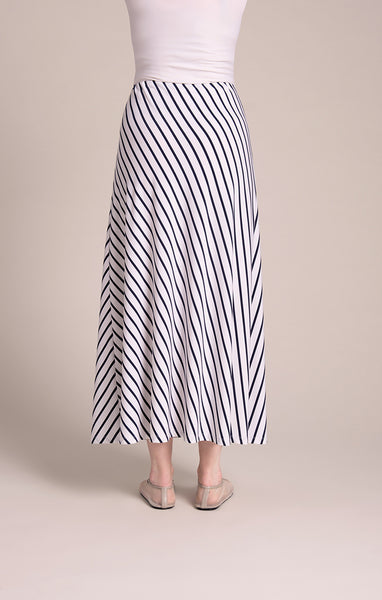 Sympli Essential A-Line Skirt - Navy/White Stripe