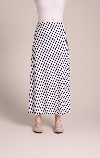 Sympli Essential A-Line Skirt - Navy/White Stripe