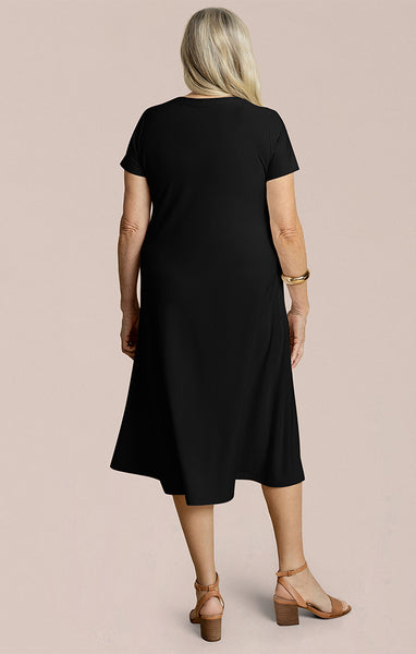 Sympli Fit & Flare Dress Short Sleeve - Black