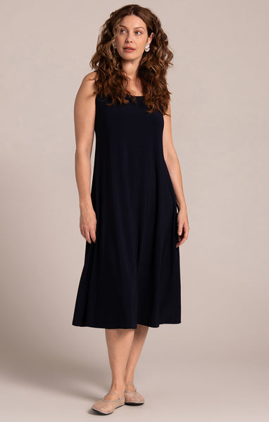 Sympli Square Neck Fit and Flare Dress - Navy