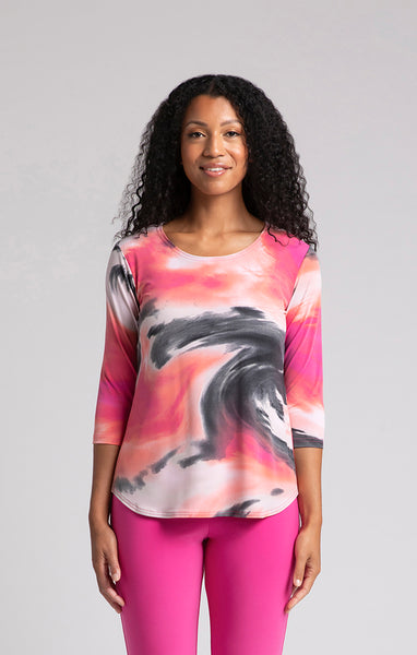 Sympli Go To Classic T 3/4 Sleeve - Marble Print