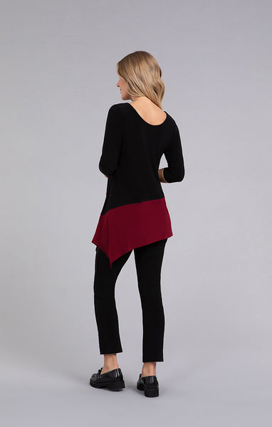 Sympli Color Block Reversible Angle Top 3/4 Sleeve - Black/Bloodstone *Take an EXTRA 1/2 Off*