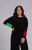 Image of Sympli Color Block Sleeve Nu Cinch Top - Black/Kelly/Magenta