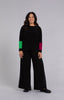 Image of Sympli Color Block Sleeve Nu Cinch Top - Black/Kelly/Magenta