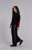 Image of Sympli Color Block Sleeve Nu Cinch Top - Black/Kelly/Magenta