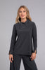 Image of Sympli Foldover Neck Top Long Sleeve - Graphite