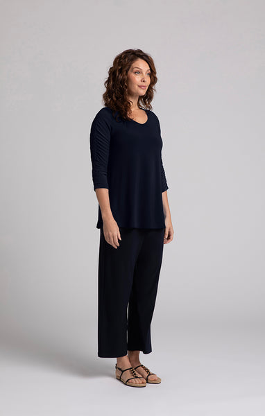 Sympli Revelry Ruched Sleeve Top - Navy *Take 15% Off*