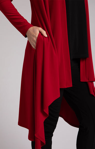 Sympli Flutter Duster Cardigan - Red