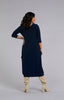 Image of Sympli Pleat Hem Dress 3/4 Sleeve - Navy