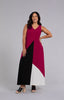 Image of Sympli Color Block Reversible Triangle Sleeveless Dress - Magenta/Black/Ivory