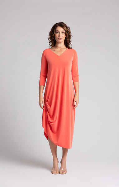 Sympli Drama Dress 3/4 Sleeve - Coral *Take 15% Off*