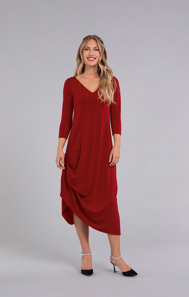Sympli Drama Dress 3/4 Sleeve - Red