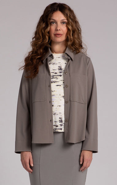 Sympli Lightweight Ponte Hepburn Shorty Jacket - Taupe