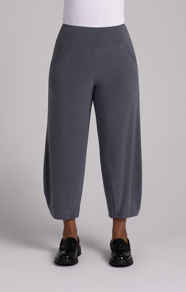 Sympli Narrow Lantern Pant - Gunmetal Melange