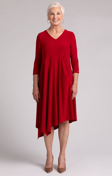 Sympli Slant Pocket Dress - Red