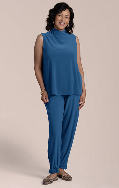 Sympli Sleeveless Echo Mock Neck Tank Plus Size - Lake