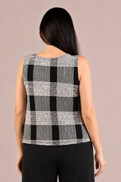 Sympli Nu Flared Shell Print - Cashew Plaid